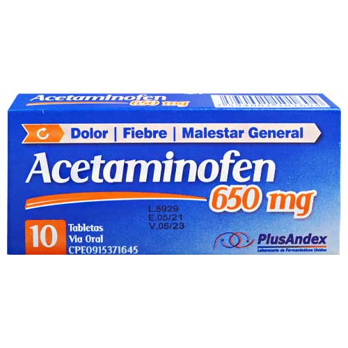 ACETAMINOFEN 650MG X 10 TABLETAS (PLUSANDEX)