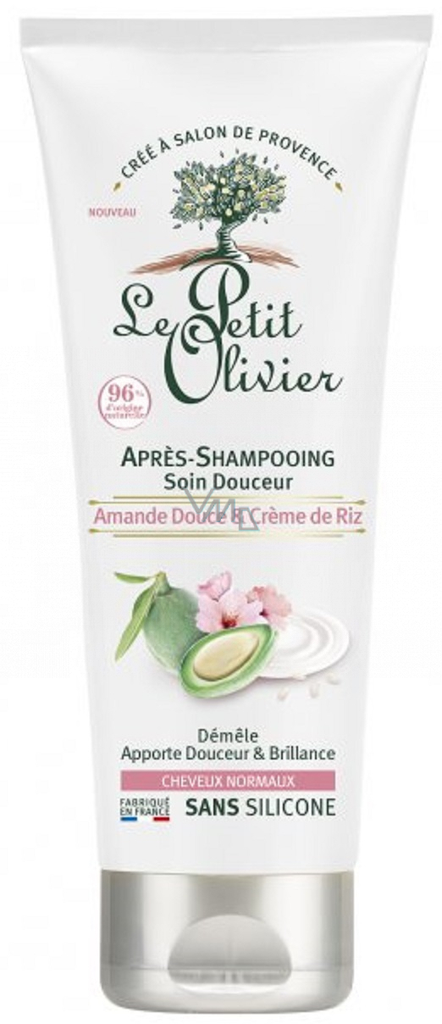 ACONDICIONADOR DE ALMENDRA DULCE Y CREMA DE ARROZ, SUAVIZANTE PARA CABELLO NORMAL X 200 ML (LE PETIT OLIVIER)