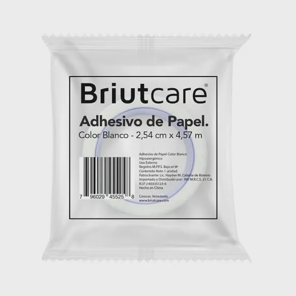 ADHESIVO DE PAPEL BLANCO   X 1 UNIDAD DE 2.54CM-4.57MT (BRIUTCARE)