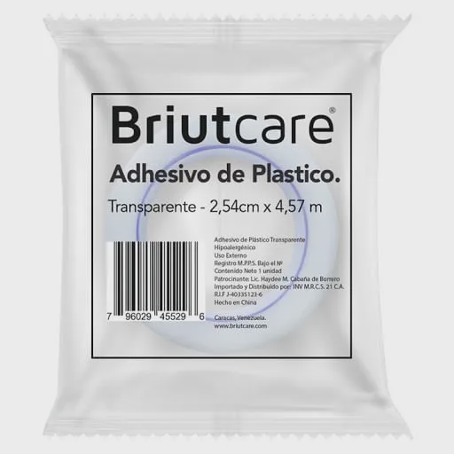 ADHESIVO DE PLASTICO TRANSPARENTE   X 1 UNIDAD DE 2.54CM-4.57MT (BRIUTCARE)