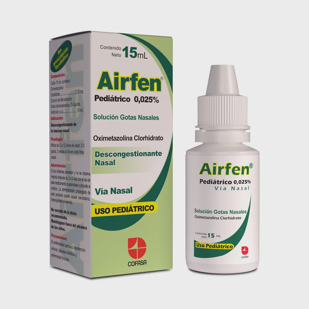 AIRFEN GOTAS NAS PEDIATRICAS (OXIMETAZOLINA) 0.025% x 15ML (COFASA)