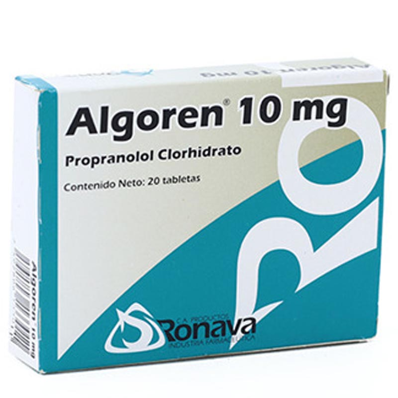 ALGOREN (PROPANOLOL CLORHIDRATO) 10MG X 20 TABLETAS (RONAVA)