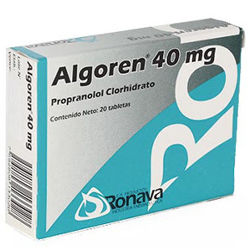 ALGOREN (PROPANOLOL CLORHIDRATO) 40MG X 20 TABLETAS (RONAVA)