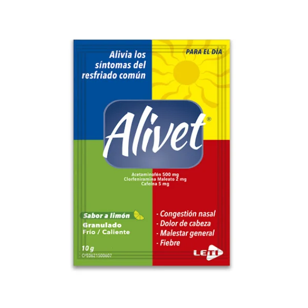 ALIVET LIMON (ACETAMINOFEN - CLORFENIRAMINA - CAFEINA)  X 1 SOBRE (LETI)