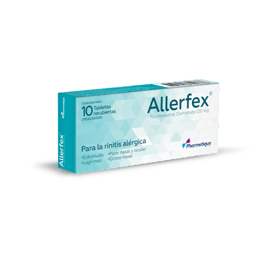 ALLERFEX (FEXOFENADINA CLORHIDRATO) 120MG X 10 TABLETAS (PHARMETIQUE)