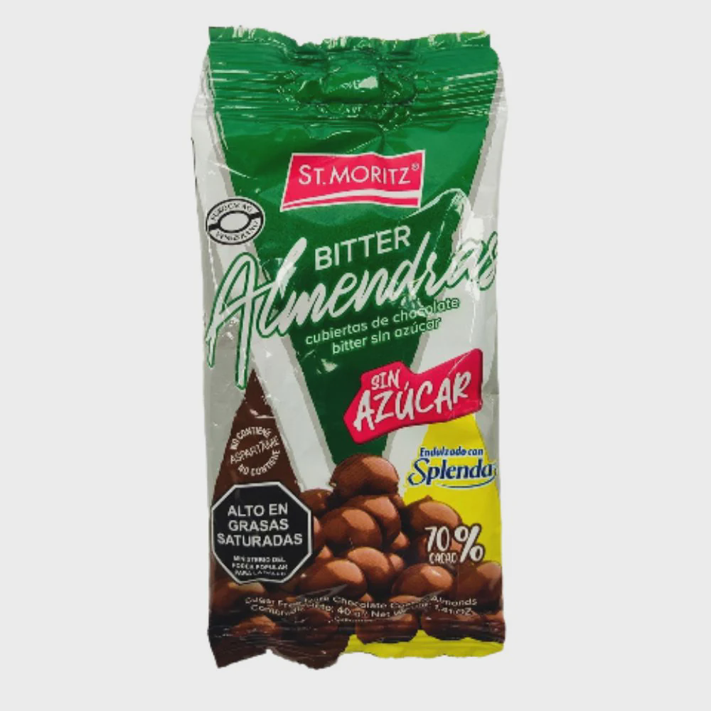 ALMENDRAS BITTER SIN AZUCAR CON SPLENDA X 40GR (ST. MORITZ)