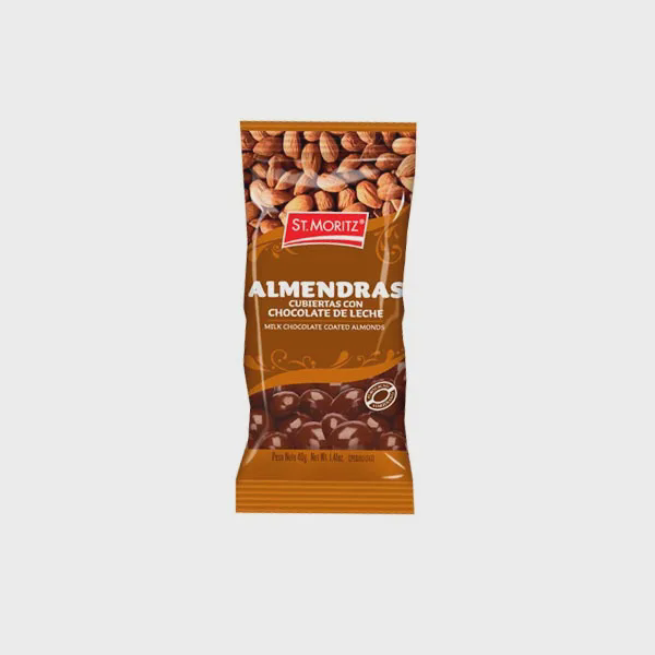 ALMENDRAS CUBIERTAS CON CHOCOLATE DE LECHE 40GR (ST MORITZ)