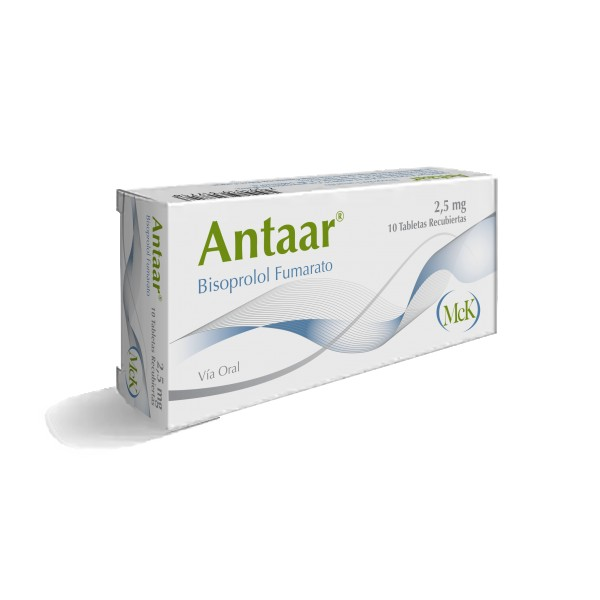 ANTAAR (BISOPROLOL FUMARATO) 2.5MG X 10 TABLETAS RECUBIERTAS (CALOX)