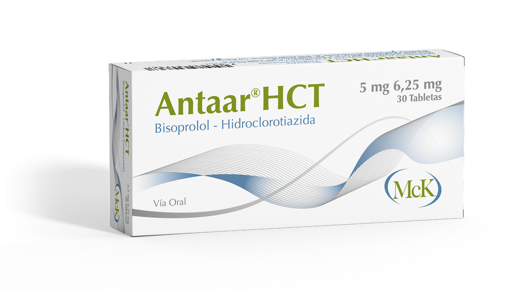 ANTAAR HCT (BISOPROLOL - HIDROCLOROTIAZIDA) 5MG - 6.25MG X 30 TABLETAS (CALOX)