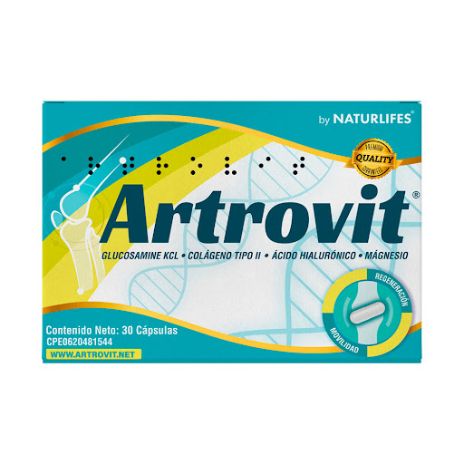 ARTROVIT (GLUCOSAMINA - COLAGENO - ACIDO HIALURONICO - MAGNESIO)  X 30 CAPSULAS (NATURLIFE'S)