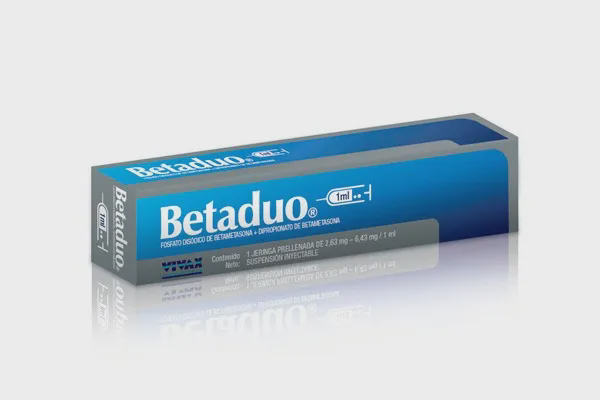 BETADUO SUSPENSION INYECTABLE (BETAMETASONA FOSFATO SODICO - BETAMETASONA DIPROPIONATO) 2MG - 5MG X 1 AMPOLLA (VIVAX)