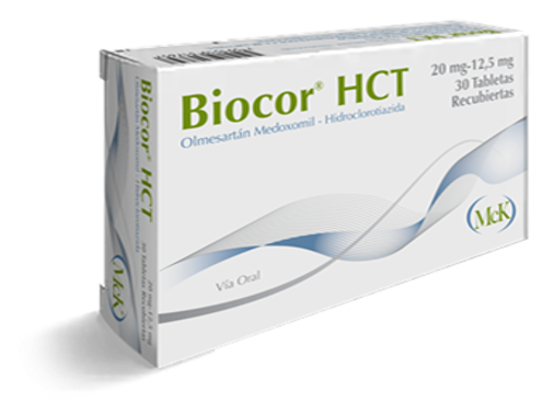 BIOCOR HCT (OLMESARTAN MEDOXOMILO - HIDROCLORORIAZIDA) 20MG-12.5MG X 30 TABLETAS (CALOX)