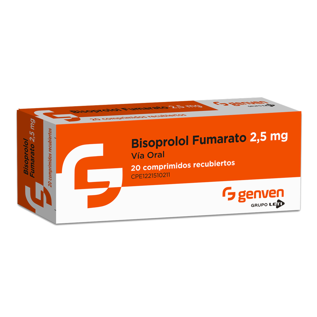 BISOPROLOL FUMARATO  2.5MG X 20 COMPRIMIDOS RECUBIERTOS (GENVEN)
