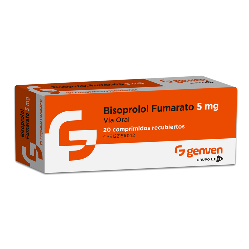BISOPROLOL FUMARATO  5MG X 20 COMPRIMIDOS RECUBIERTOS (GENVEN)