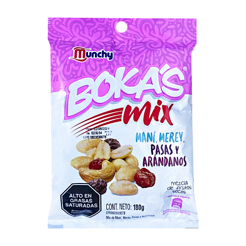 BOKA´S MIX MANI, MEREY, PASAS Y ARANDANOS X 180GR (MUNCHY)