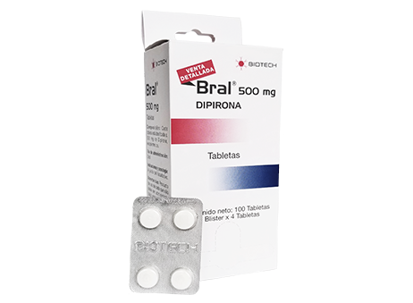 BRAL (DIPIRONA) 500MG X 4 TABLETAS (BIOTECH)