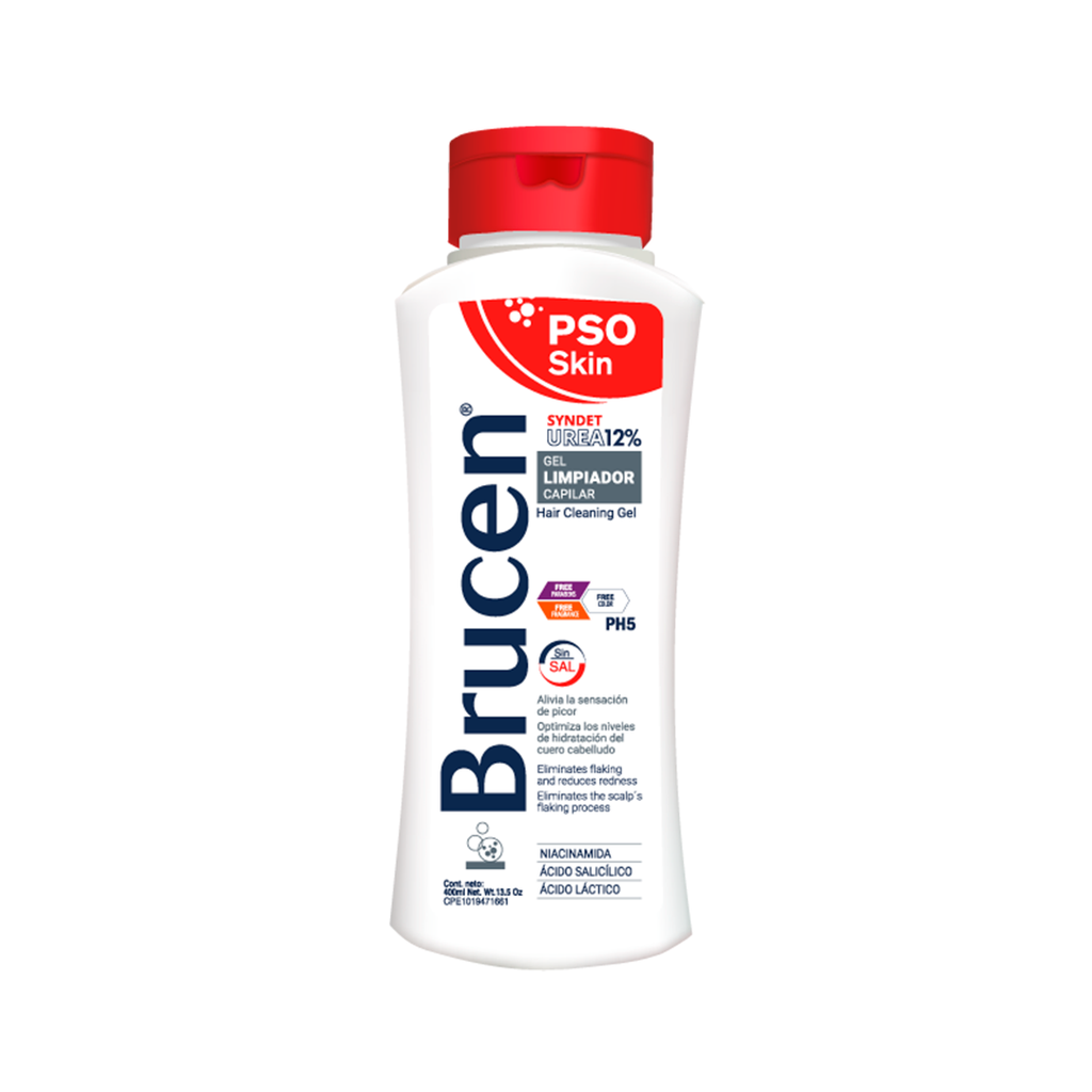 BRUCEN GEL LIMPIADOR CAPILAR (PSORIASIS) (ACIDO SALICILICO - ACIDO LACTICO - NIACINAMIDA)  X 400ML (BRUPHARM)