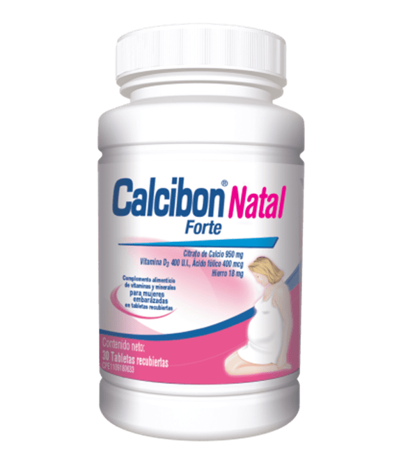 CALCIBON NATAL FORTE (CITRATO DE CALCIO - VITAMINA D - ACIDO FOLICO-HIERRO) 950MG/400MCG/ 400UI /18MG X 30 TABLETAS (FARMA)
