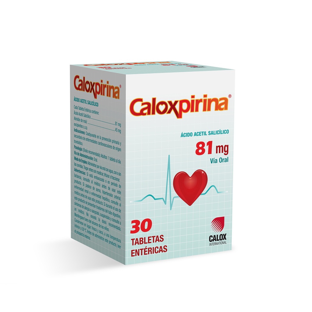 CALOXPIRINA (ACIDO ACETILSALICILICO) 81 MG X 30 TABLETAS (CALOX)