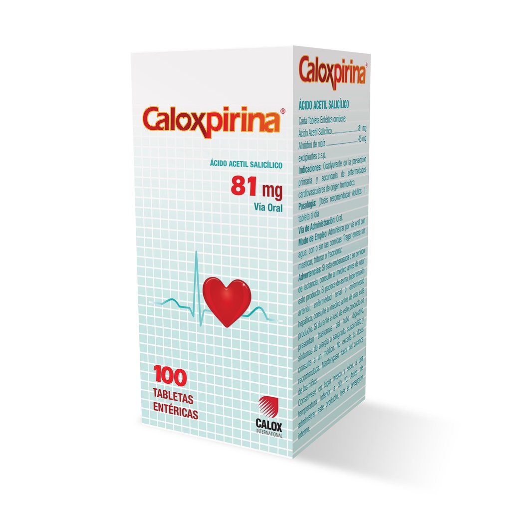 CALOXPIRINA 81MG (AC. ACETILSALICILICO) X 100 TABLETAS  (CALOX)