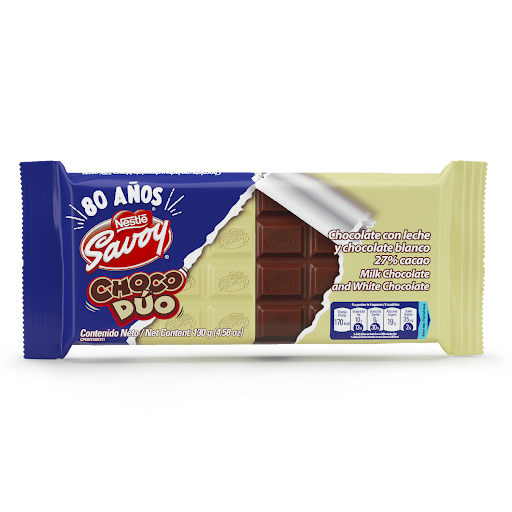 CHOCOLATE CHOCO DUO 130GR (SAVOY)