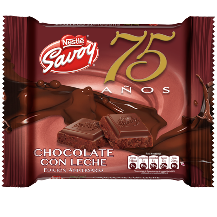 CHOCOLATE CON LECHE 75 ANIVERSARIO 100GR (SAVOY)