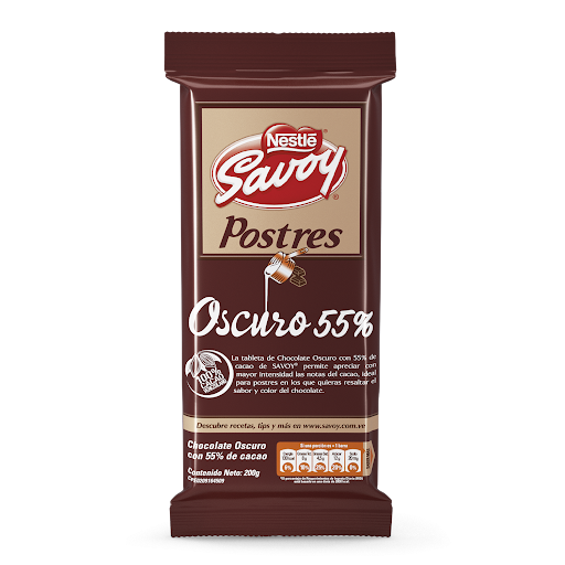 CHOCOLATE POSTRES OSCURO 55% 200GR (SAVOY)