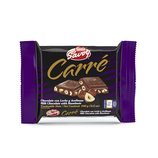 CHOCOLATE SAVOY CON LECHE Y AVELLANAS 100GR (CARRE)