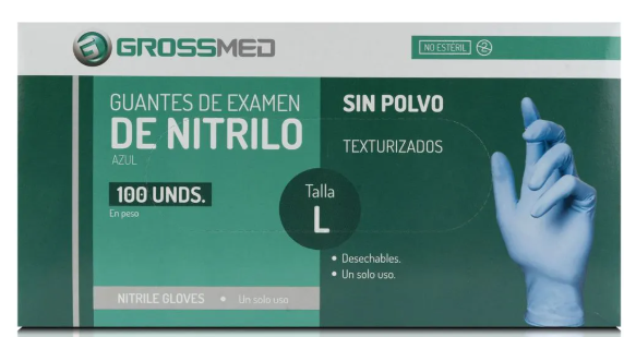 GUANTES DE NITRILO BLANCO TALLA L X 100 UND (GROSSMED)