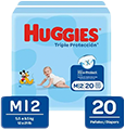 PAÑAL PARA BEBE TRIPLE PROTECCION TALLA M X 20 UNIDADES (HUGGIES)