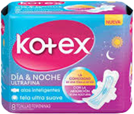 TOALLAS SANITARIAS DIA Y NOCHE  8 UNIDADES (KOTEX)