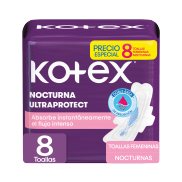 TOALLAS SANITARIAS NOCTURNA 8 UNIDADES (KOTEX)