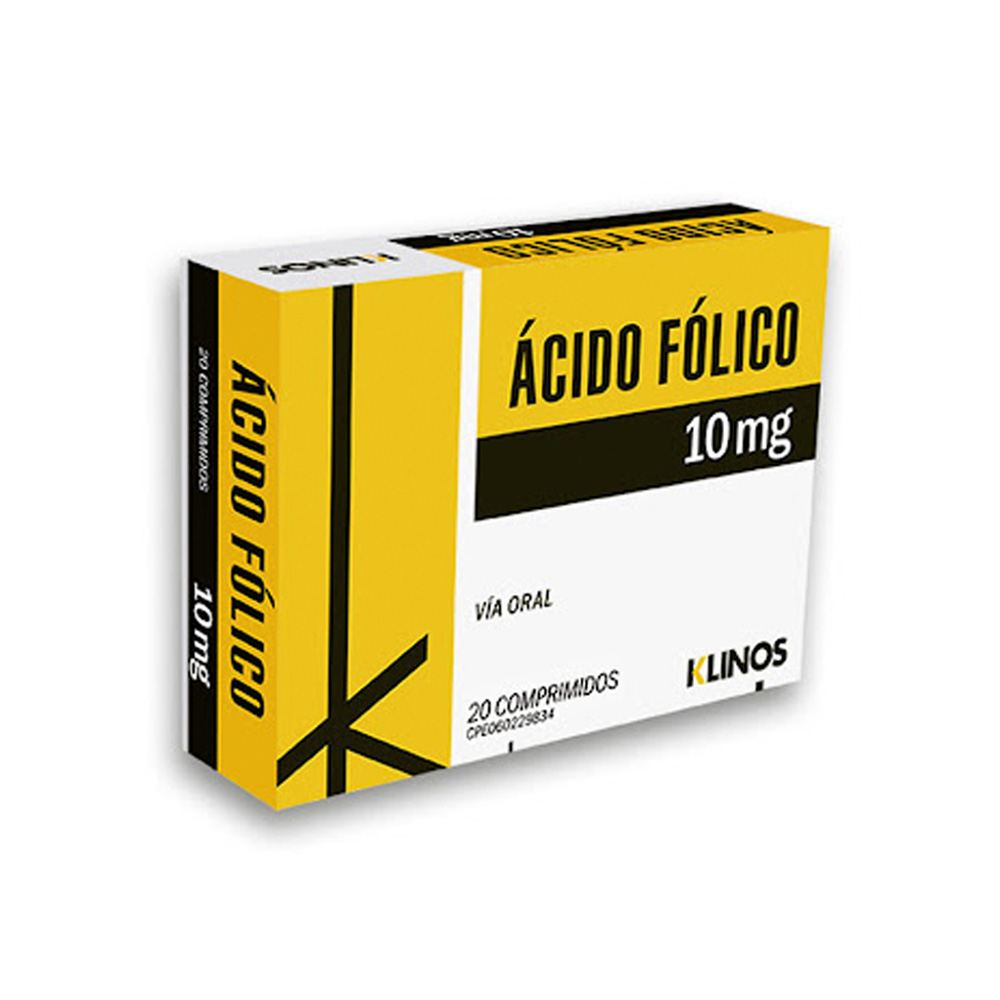 ÁCIDO FÓLICO  10MG X 20 COMPRIMIDOS (MEGALABS)
