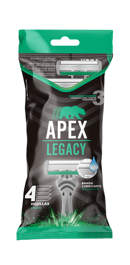 AFEITADORA LEGACY 4 BLADES X 3 UNIDADES (APEX)
