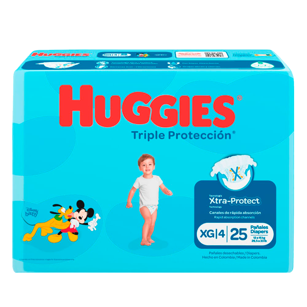 PAÑAL PARA BEBE TRIPLE PROTECCION TALLA XG X 20 UNIDADES (HUGGIES)