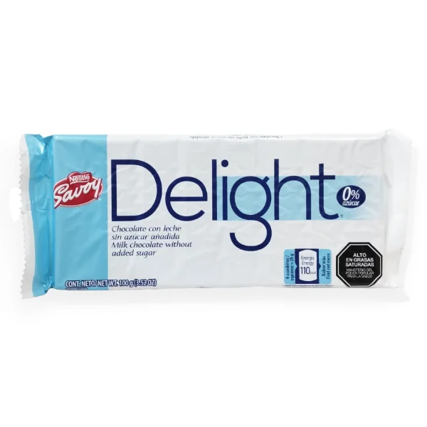 CHOCOLATE C/LECHE SIN AZUCAR DELIGTH 100GR (SAVOY)
