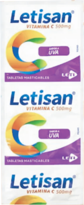 LETISAN UVA (VITAMINA C) 500MG X 10 TABLETAS MASTICABLES (LETI)