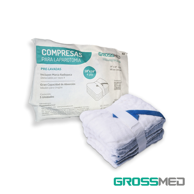 COMPRESA DE LAPAROTOMIA ESTERIL 18" X 18" X 5 UNIDAD (GROSSMED)