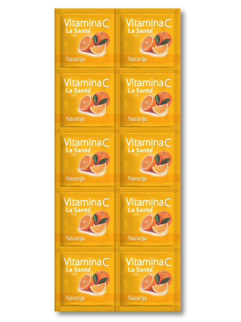 VITAMINA C TIRA SABOR A NARANJA  500MG X 10 TABLETAS MASTICABLES (LA SANTE)
