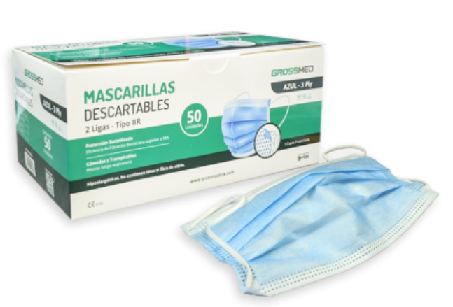 MASCARILLA DESCARTABLE 2 LIGAS X 50 UNIDADES (GROSSMED)