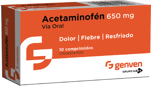 [7591585279057] ACETAMINOFEN 650MG X 10 COMPRIMIDOS (GENVEN)