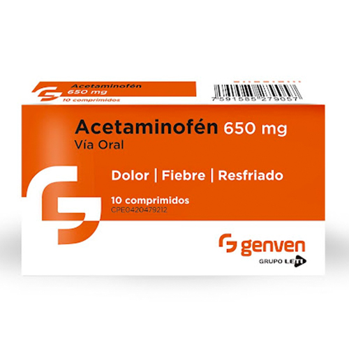 [7591585279057] ACETAMINOFEN 650MG X 10 COMPRIMIDOS (GENVEN)