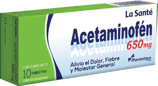 [7592454001243] ACETAMINOFEN 650MG X 10 TABLETAS (LA SANTE)