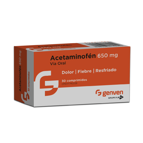 [7591585179050] ACETAMINOFEN 650MG X 30 TABLETAS (GENVEN)