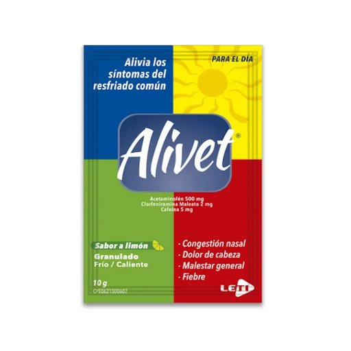 [7591585216175] ALIVET LIMON (ACETAMINOFEN - CLORFENIRAMINA - CAFEINA)  X 1 SOBRE (LETI)
