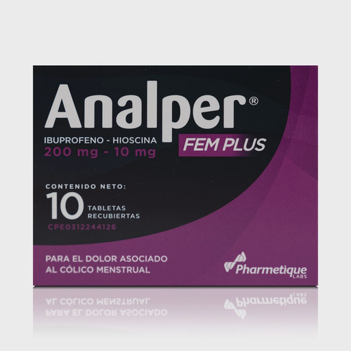 [7592454003063] ANALPER FEM PLUS (IBUPROFENO - HIOSCINA) 200MG - 10MG X 10 TABLETAS RECUBIERTAS (LA SANTE)