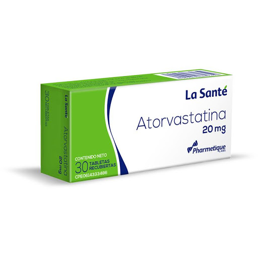[7592454889650] ATORVASTATINA  20MG X 30 TABLETAS RECUBIERTAS (LA SANTE)