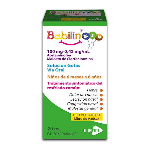 [7591585217660] BABILIN KID USO PEDIATRICO (ACETAMINOFEN - MALEATO DE CLORFENIRAMINA) 100MG-042MG/1ML X 20ML (LETI)
