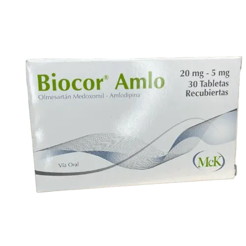 [7591519316247] BIOCOR AMLO (OLMESARTAN - AMLODIPINA) 20MG/5MG X 30 TABLETAS (CALOX)