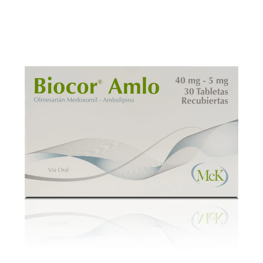 [7591519316230] BIOCOR AMLO (OLMESARTAN - AMLODIPINA) 40MG/5MG X 30 TABLETAS (CALOX)